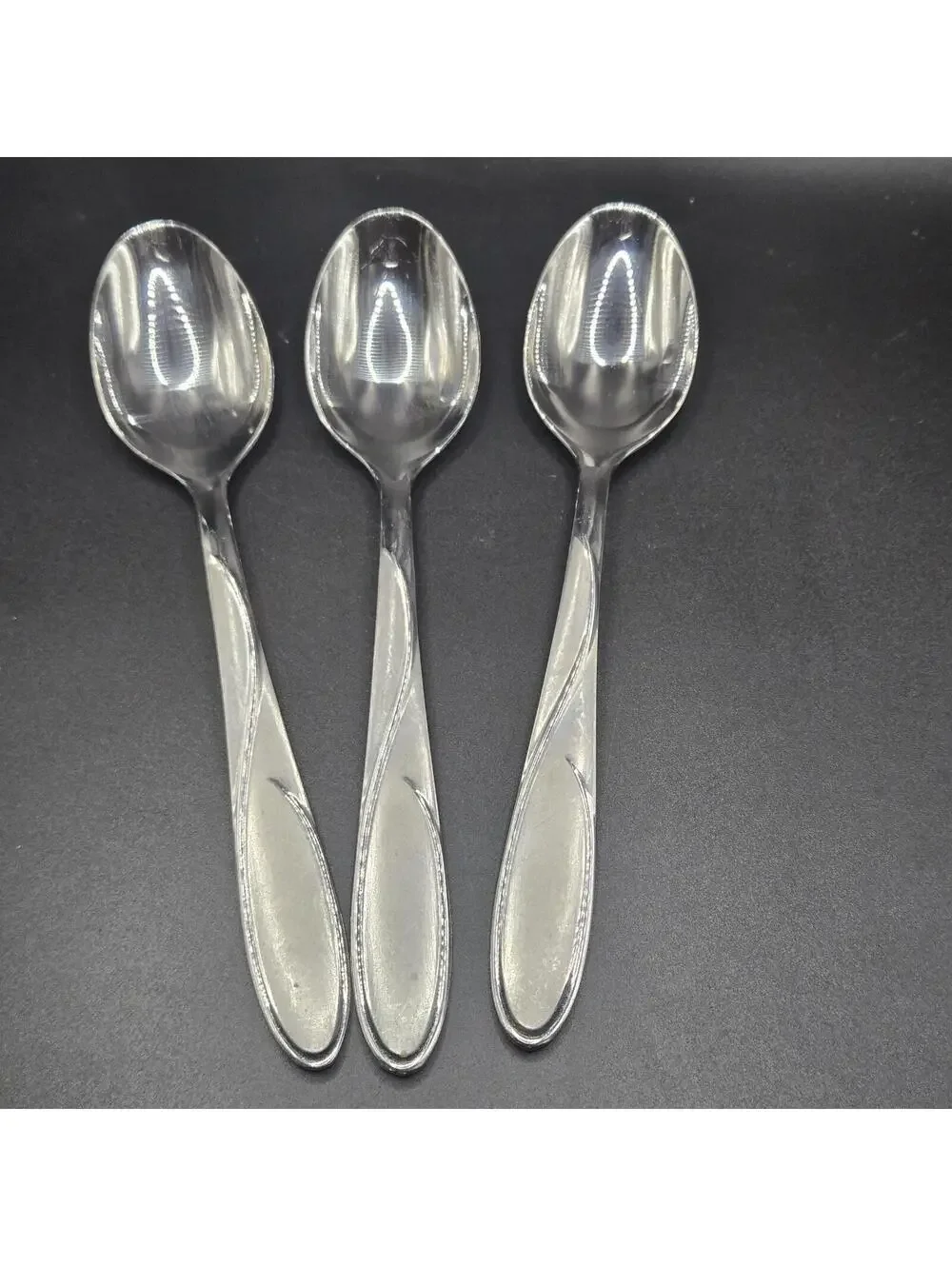 4 Cambridge Small Spoons 3 Large Spoons Swirl Sand Stainless Flatware Spoons